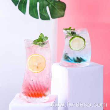 Ribbed Swerve glass cup Crescent Drink Cup